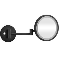 BEMETA DARK Kozmetikai tükör LED világítással, 255x200x400mm, átm:200mm, fekete