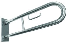 BEMETA HELP Felhajtható kapaszkodó, U-típus, WC papírtartóval, takaróval, 750mm, polírozott