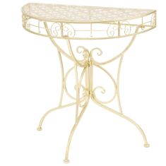 vintage aranyszínű félkör alakú fém kisasztal 72 x 36 x 74 cm