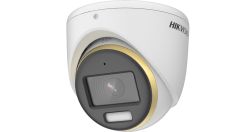 Hikvision Analóg HD, Turret kamera, 2 MP, Fix objektív, 3.6mm, ColorVu, fém, 4 in 1, mikrofon, 20m Fehér LED