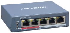 Hikvision Switch, POE EI sorozat, Smart 100Mbit PoE switch, 60W, 4+1 port