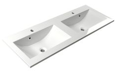 Sapho YUKON dupla mosdó, 120x45 cm, bútorra építhető, öntött márvány, fehér YU120