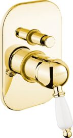 KIRKÉ falbaépíthető csaptelep, 2 irányú, fehér karral, arany KI42BZ Sapho