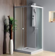 AQUALINE ALAIN Szögletes zuhanykabin 90x90x185 cm, BRICK üveg, fehér profil BTQ900