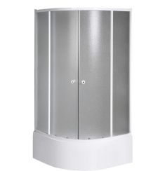 AQUALINE AMICHETTA Íves zuhanykabin, 90x90x150 cm, matt biztonsági üveg, fehér profil BTR903