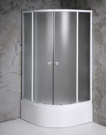 AQUALINE AMICHETTA Íves zuhanykabin, 90x90x150 cm, matt biztonsági üveg, fehér profil BTR903