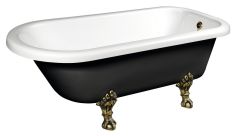 POLYSAN FOXTROT szabadonálló kád, 170x75x64cm, bronz lábak, fekete/fehér