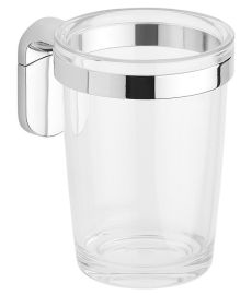 Aqualine ZERO fali pohártartó, fém/műanyag, 7.2x10x9.6 cm, króm/átlátszó, ZE004