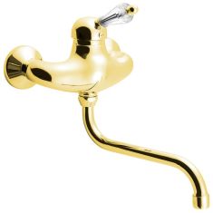 KIRKÉ fali csaptelep, kristály karral, arany