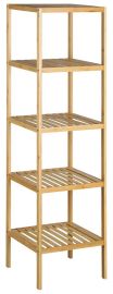 Aqualine BAMBUS álló fürdőszoba polc, 5 szintes, 37x141x37 cm, bambusz, BI005
