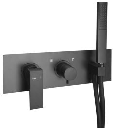 DIMY falba süllyesztett zuhanycsaptelep, zuhanyszettel, 2-irányú váltóval, fekete