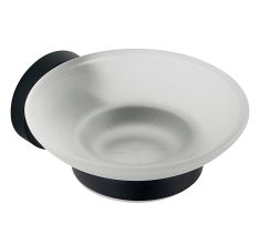 AQUALINE SAMBA szappantartó, tejüveg/fekete