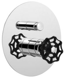 REITANO INDUSTRY Falbasüllyesztett zuhanycsaptelep, 2-irányú váltóval, króm/fekete