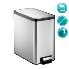 ECOSLIM szemetes, Soft Close, pedálos, 8l, Soft Close, csiszolt inox
