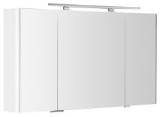 LUCIE tükrösszekrény, LED világítással, 126x70x17cm, fehér