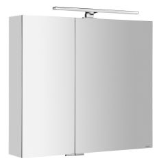 MIRRÓ tükrösszekrény LED világítással, 80x70x16cm, fényes fehér