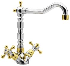 ANTEA Mosdó csaptelep automata lefolyóval, króm/arany 3372 Sapho