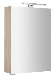 MIRRÓ tükrösszekrény LED világítással, jobbos/balos, 50x70x16cm, bardíni szilva