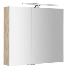 MIRRÓ tükrösszekrény LED világítással, 80x70x16cm, bardíni szilva