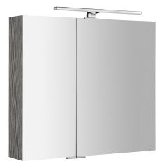 MIRRÓ tükrösszekrény LED világítással, 80x70x16cm, ezüst tölgy