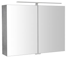 RIWA tükrösszekrény LED világítással, 81x70x17cm, ezüst tölgy