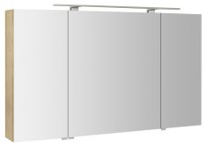 RIWA tükrösszekrény LED világítással, 121x70x17cm, Bardini szilva