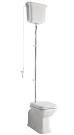 KERASAN WALDORF álló WC, alsó/hátsó kifolyású, tartállyal, öblítőmechanikával, ülőke nélkül, fehér/króm
