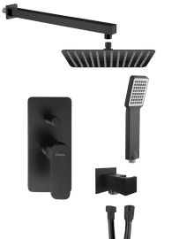 SPY falba süllyesztett zuhanycsaptelep, 2-irányú váltóval, zuhanyszettel, fejzuhannyal, fekete