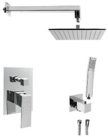 LATUS falba süllyesztett zuhanycsaptelep, 2-irányú váltóval, zuhanyszettel, fejzuhannyal, króm