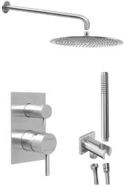 MINIMAL falba süllyesztett zuhanycsaptelep, 2-irányú váltóval, zuhanyszettel, fejzuhannyal, inox