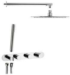 falba süllyesztett termosztátos zuhanycsaptelep, 2-irányú váltóval, zuhanyszettel, fejzuhannyal, króm