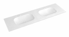 TREOS Rockstone pult, duplamosdóval, 151,6x51,3 cm, matt fehér