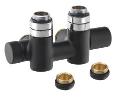 TWIN COMBI csatlakozókészlet radiátorhoz, középső bekötés, 50mm, matt fekete