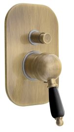 KIRKÉ falba süllyesztett csaptelep, 2-irányú váltóval, fekete kerámia karral, bronz