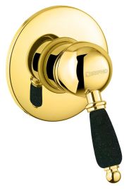 KIRKÉ falba süllyesztett csaptelep, 1-irányú váltóval, fekete kerámia karral, arany