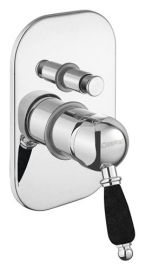 KIRKÉ falba süllyesztett csaptelep, 2-irányú váltóval, fekete kerámia karral, króm