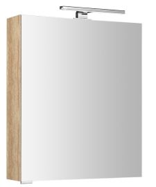 MIRRÓ tükrösszekrény LED világítással, jobbos/balos, 60x70x16cm, alabama tölgy