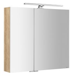 MIRRÓ tükrösszekrény LED világítással, 80x70x16cm, alabama tölgy