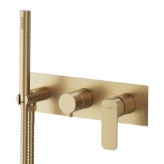 SPY falbasüllyesztett csaptelep, 2-irányú, zuhanyszettel, matt arany