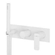 SPY falbasüllyesztett csaptelep, 3-irányú, zuhanyszettel, matt fehér