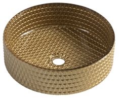 MARAGUA gravírozott üvegmosdó, átm:39,5 cm, arany