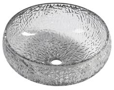 GAVIOTA gravírozott üvegmosdó, átm:42cm, fekete