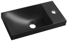AGOS öntöttmárvány mosdó, balos/jobbos, 40x22cm, matt fekete