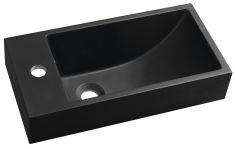 SMALL ARIANA öntöttmárvány mosdó, balos, 50x10x25cm, matt fekete