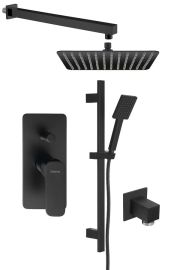 SPY falba süllyesztett zuhanycsaptelep, 2-irányú váltóval, zuhanyszettel, fejzuhannyal, zuhanyrúddal, fekete