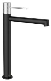 SOLARIS magasított mosdócsaptelep lefolyó nélkül, fekete/króm