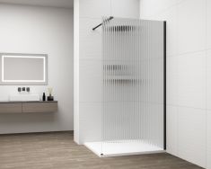 ESCA BLACK MATT Walk-in zuhanyfal, falra szerelhető, flutes üveg, 1000mm