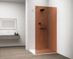 ESCA WHITE MATT Walk-in zuhanyfal, falra szerelhető, barna üveg, 1500mm