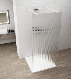 ESCA WHITE MATT Walk-in zuhanyfal, szabadonálló, flutes üveg, 1100mm