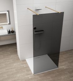 ESCA GOLD MATT Walk-in zuhanyfal, szabadonálló, füst üveg, 1400mm